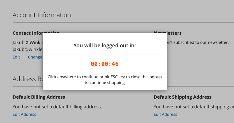 Magento Customer Session Timeout Popup