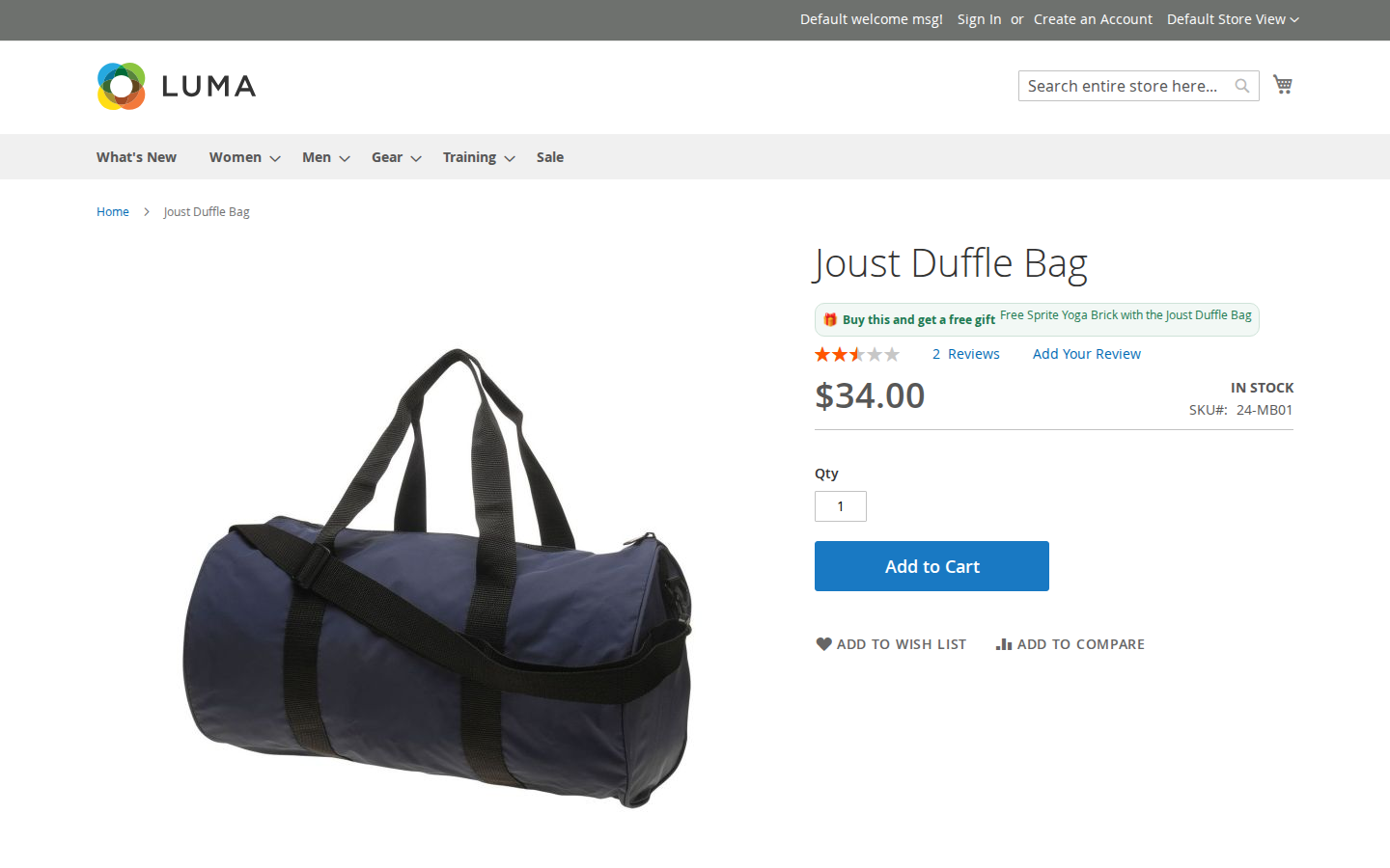 A product page advertising the gift it earns