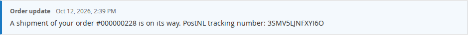 An order update with the carrier and tracking number in the conversation