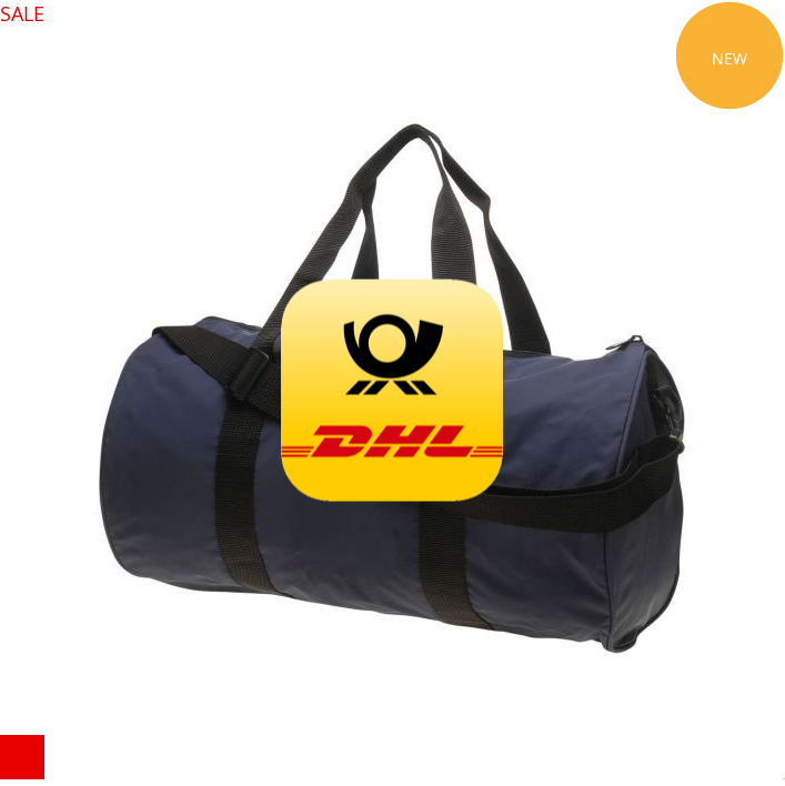 Luma product page with a SALE text label, a NEW circle label, an image label and a custom SVG label over the main product image
